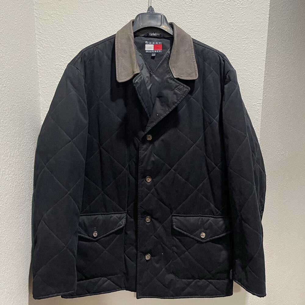 Tommy Hilfiger Men's Vintage Quilted Black Jacket Size Large